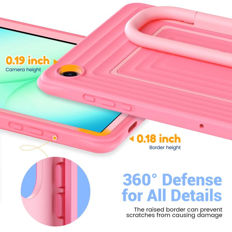 For Galaxy Tab A11+ / A9+ Handle Holder Ripple Silicone Hybrid PC Tablet Case with Shoulder Strap
