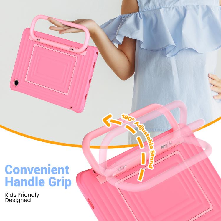 For Galaxy Tab A11+ / A9+ Handle Holder Ripple Silicone Hybrid PC Tablet Case with Shoulder Strap
