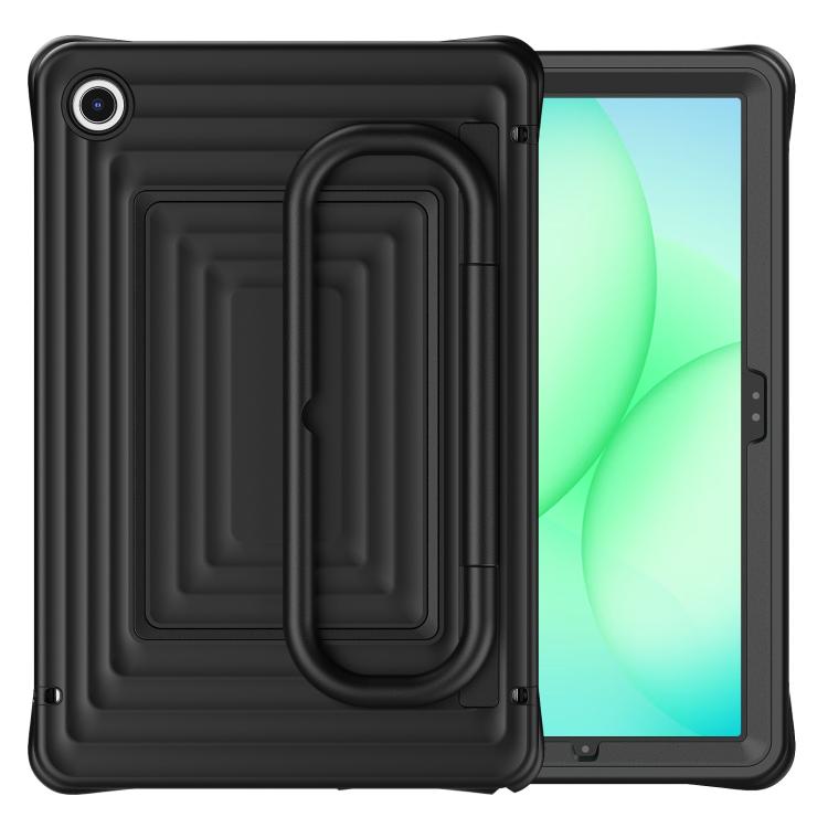 For Galaxy Tab A11+ / A9+ Handle Holder Ripple Silicone Hybrid PC Tablet Case with Shoulder Strap