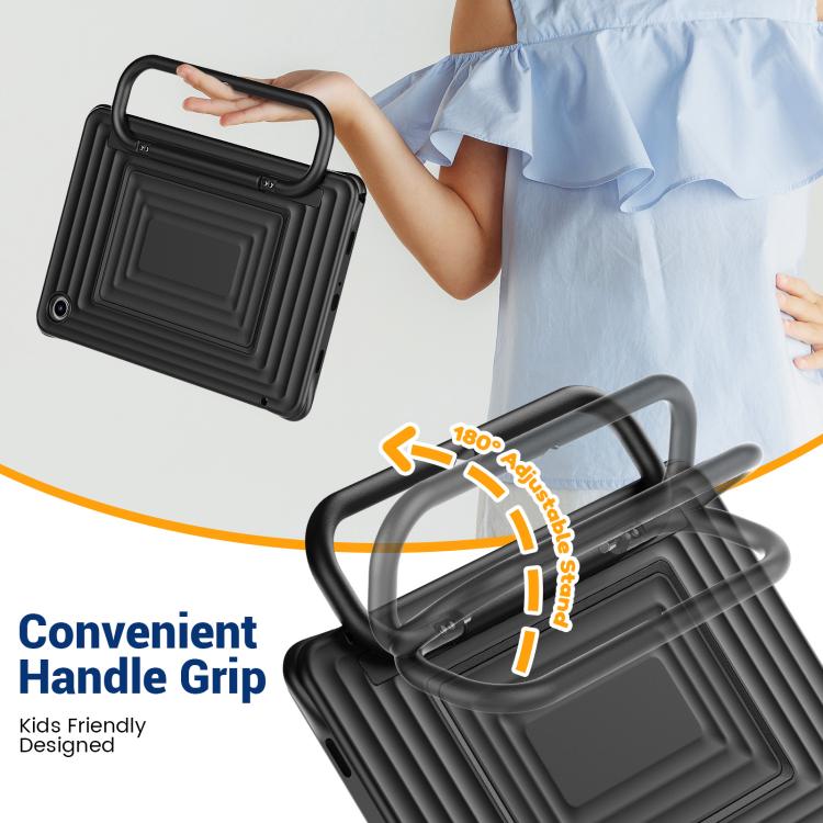 For Galaxy Tab A11+ / A9+ Handle Holder Ripple Silicone Hybrid PC Tablet Case with Shoulder Strap