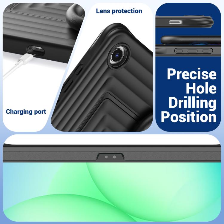 For Galaxy Tab A11+ / A9+ Handle Holder Ripple Silicone Hybrid PC Tablet Case with Shoulder Strap