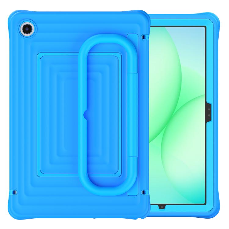 For Galaxy Tab A11+ / A9+ Handle Holder Ripple Silicone Hybrid PC Tablet Case with Shoulder Strap