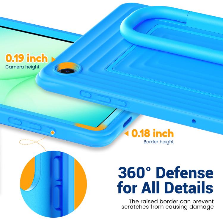 For Galaxy Tab A11+ / A9+ Handle Holder Ripple Silicone Hybrid PC Tablet Case with Shoulder Strap