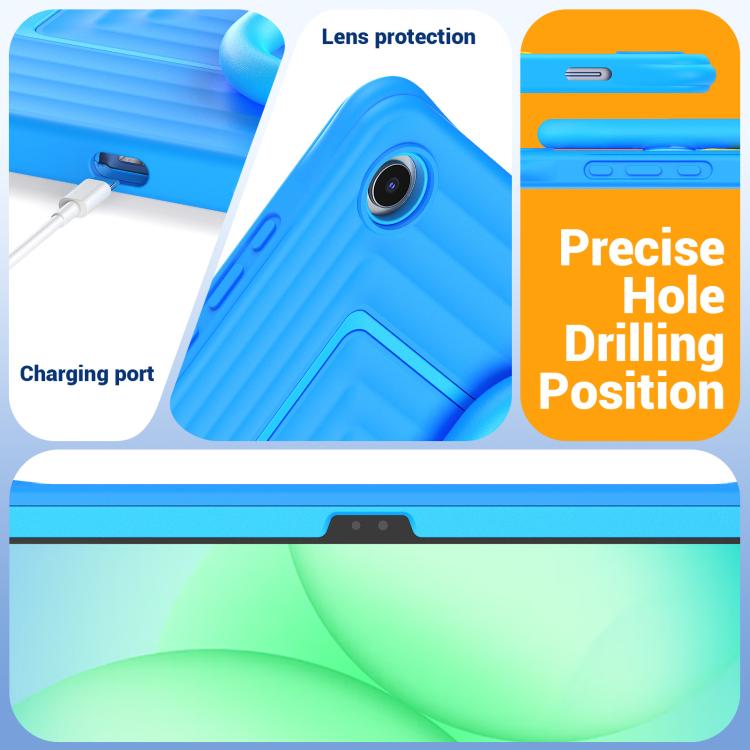 For Galaxy Tab A11+ / A9+ Handle Holder Ripple Silicone Hybrid PC Tablet Case with Shoulder Strap
