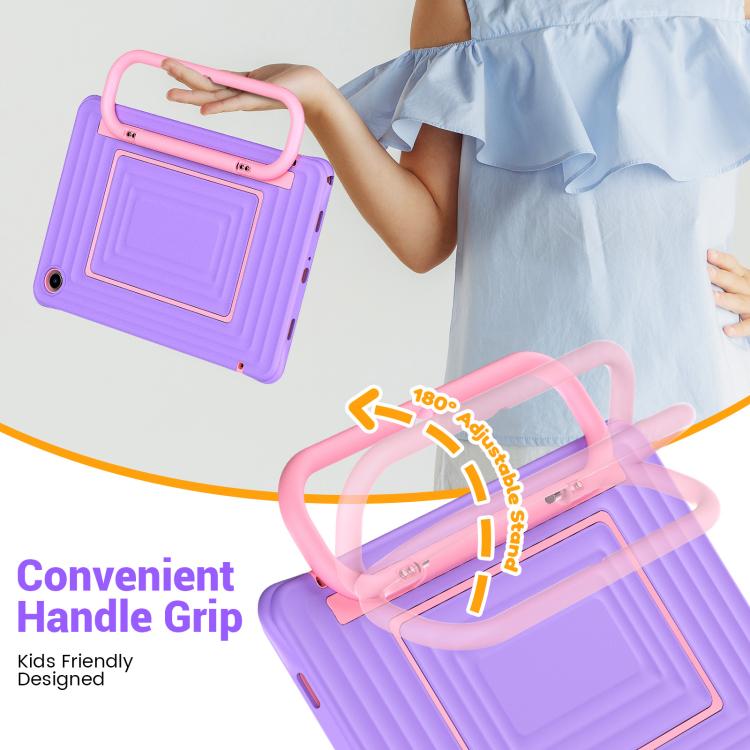 For Galaxy Tab A11+ / A9+ Handle Holder Ripple Silicone Hybrid PC Tablet Case with Shoulder Strap