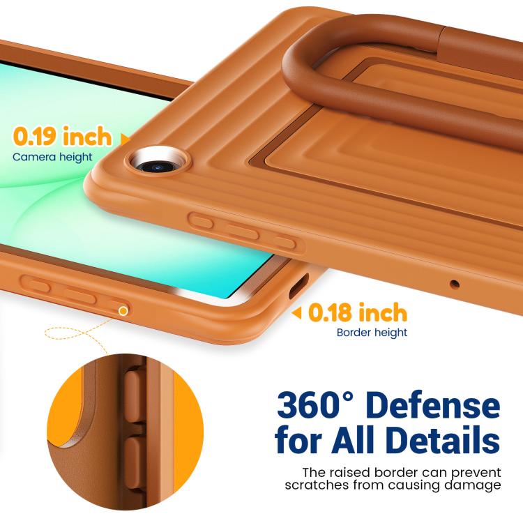 For Galaxy Tab A11+ / A9+ Handle Holder Ripple Silicone Hybrid PC Tablet Case with Shoulder Strap