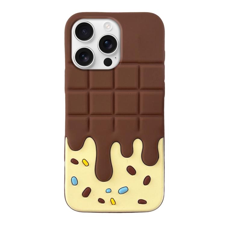 For iPhone 16 Pro Max Candy Chocolate Silicone Phone Case - Yellow Brown