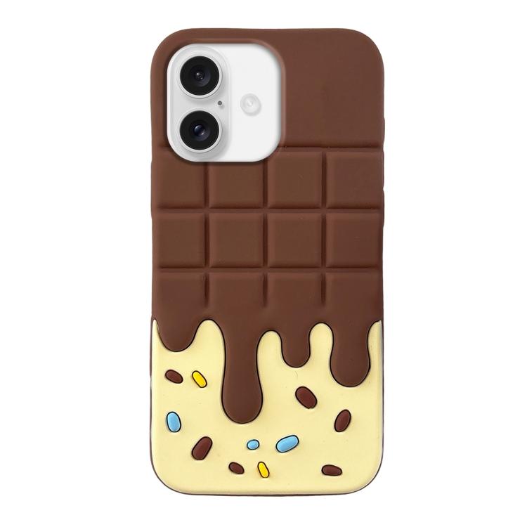 For iPhone 16 Candy Chocolate Silicone Phone Case - Yellow Brown