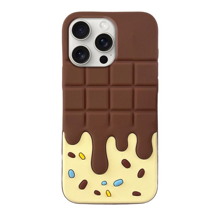 For iPhone 15 Pro Max Candy Chocolate Silicone Phone Case - Yellow Brown