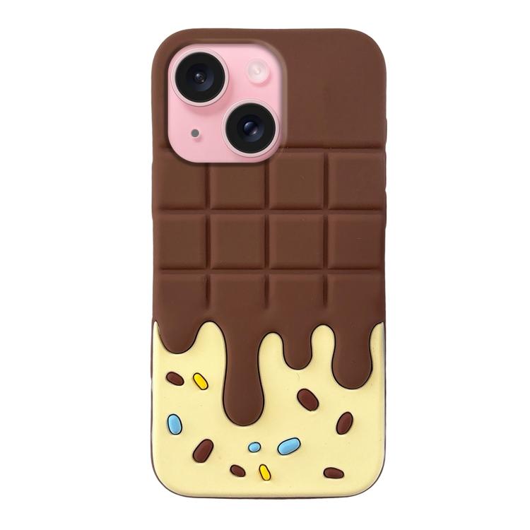 For iPhone 15 Candy Chocolate Silicone Phone Case - Yellow Brown