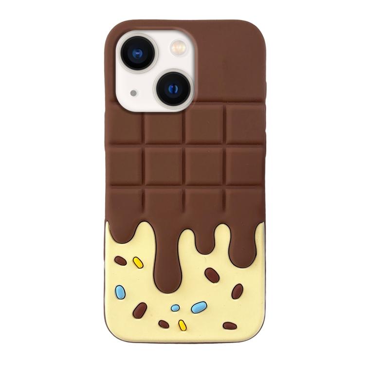 For iPhone 13 Candy Chocolate Silicone Phone Case - Yellow Brown
