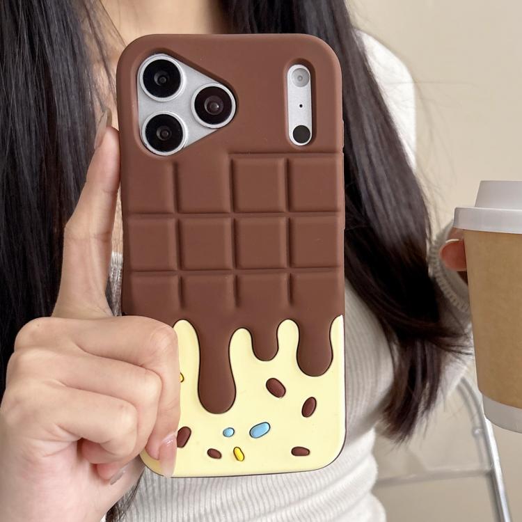 For iPhone 15 Pro Candy Chocolate Silicone Phone Case - Yellow Brown