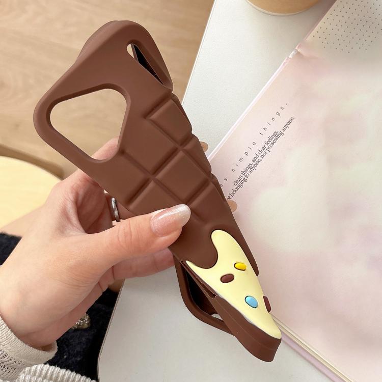 For iPhone 15 Pro Candy Chocolate Silicone Phone Case - Yellow Brown