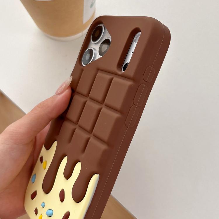 For iPhone 15 Pro Candy Chocolate Silicone Phone Case - Yellow Brown