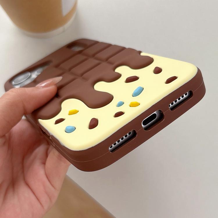 For iPhone 15 Pro Candy Chocolate Silicone Phone Case - Yellow Brown