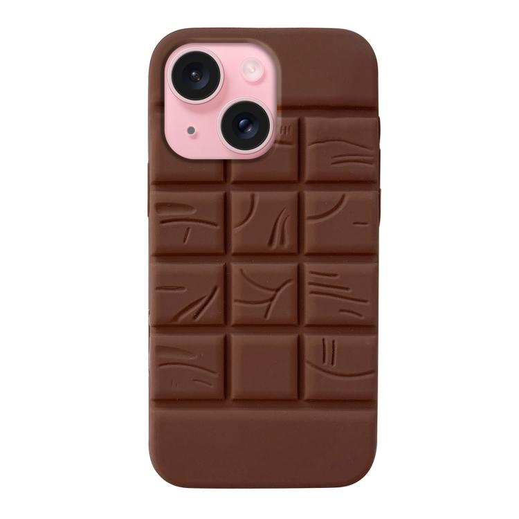 For iPhone 15 Melted Chocolate Silicone Phone Case - Brown