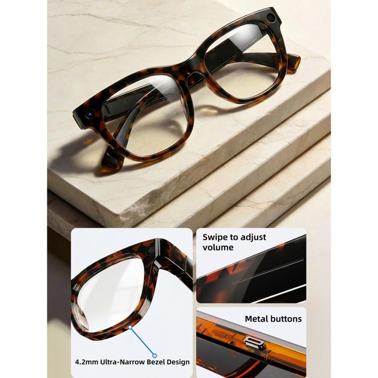 E06D 13MP 1080P 30FPS Dual-Mic Noise Cancellation AI Smart Glasses with Voice / Calling - White to Gray Lenses