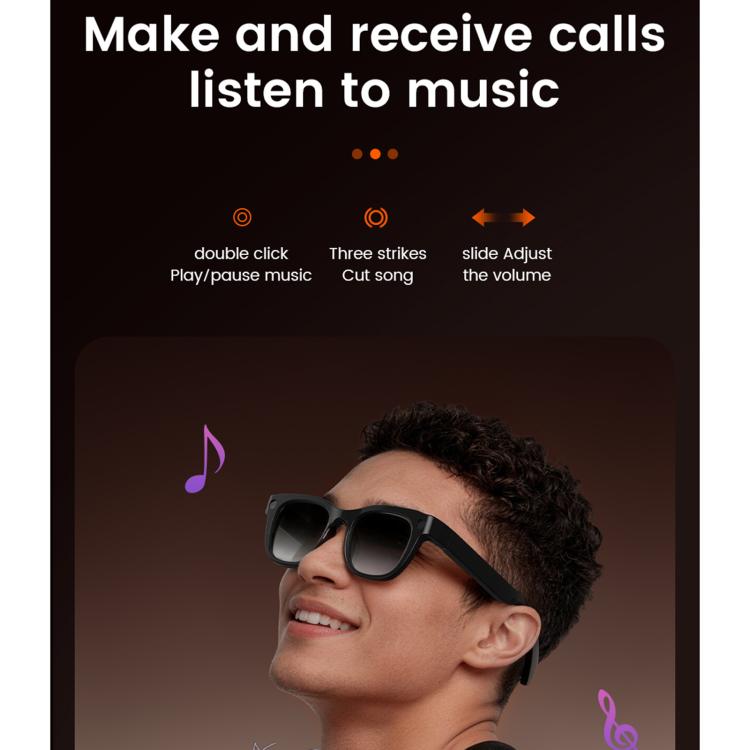 E06S 13MP 1080P Dual-Loudspeaker AI Smart Glasses Support Music / Calling - Black