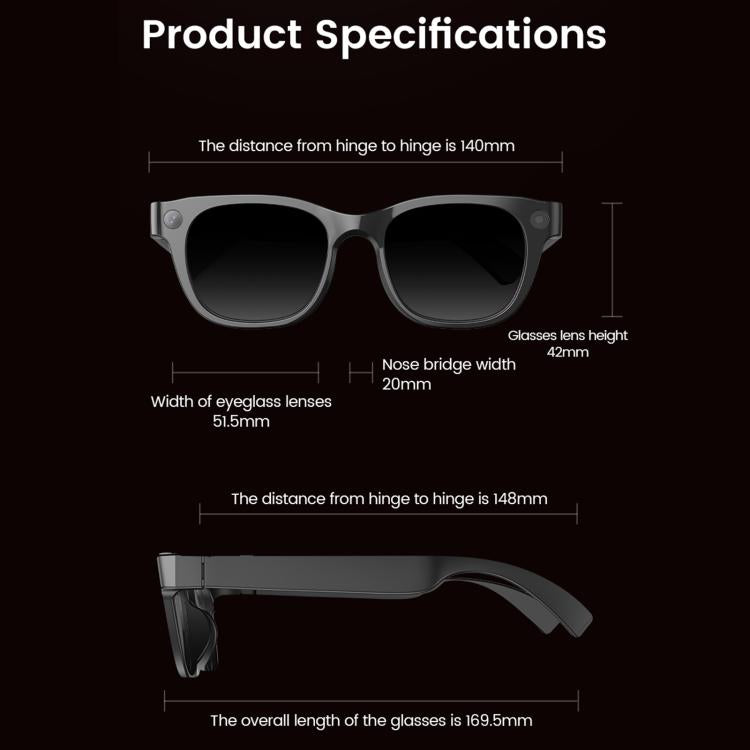 E06S 13MP 1080P Dual-Loudspeaker AI Smart Glasses Support Music / Calling - Black