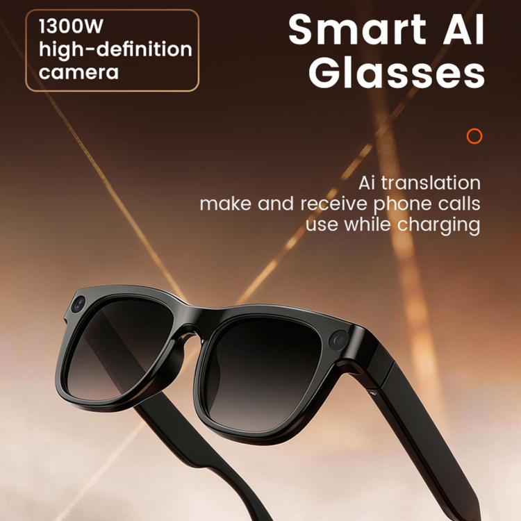 E06S 13MP 1080P Dual-Loudspeaker AI Smart Glasses Support Music / Calling - Black