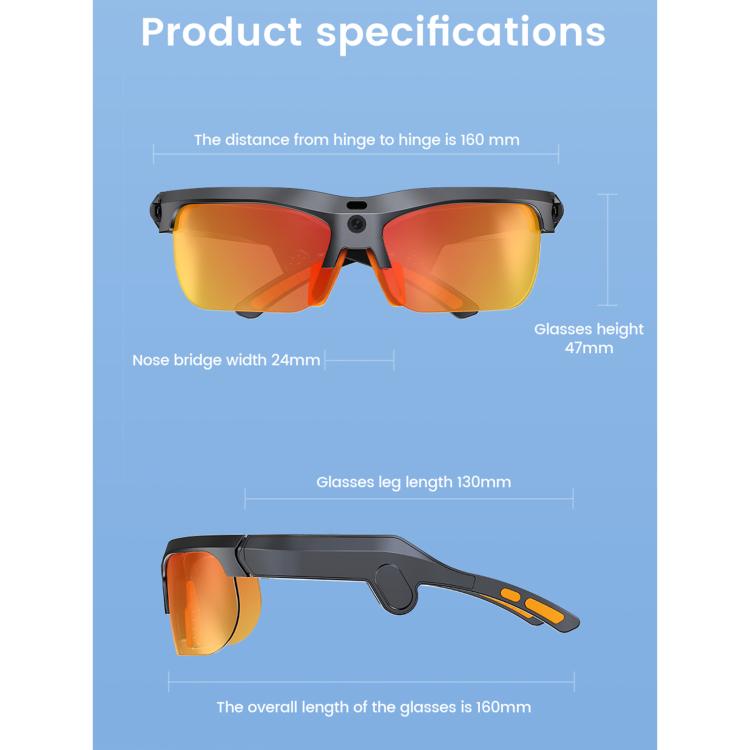 E08 13MP 1080P 30FPS  AI Cycling Smart Glasses with Voice / Calling - Black