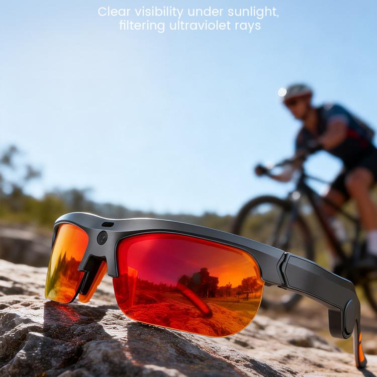 E08 13MP 1080P 30FPS  AI Cycling Smart Glasses with Voice / Calling - Black