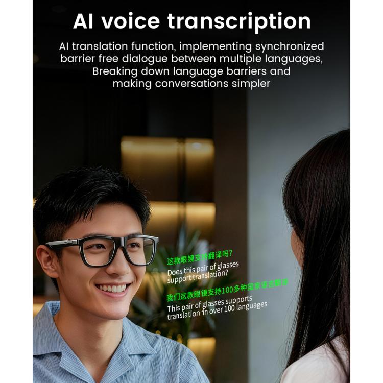 E05C Dual-Mic Noise Cancellation Smart Glasses Support Music / Calling, Version:With AI