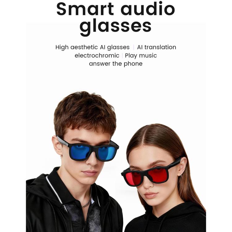 E05C Dual-Mic Noise Cancellation Smart Glasses Support Music / Calling, Version:With AI