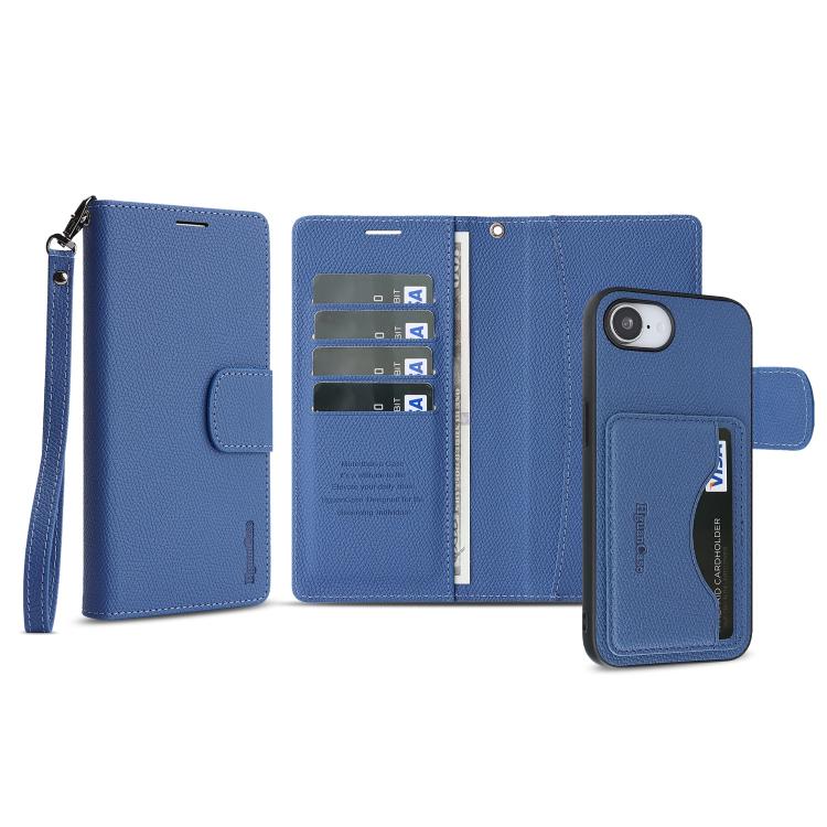 For iPhone 17e / 16e Retro Litchi Texture Vegan Leather Magnetic Wallet Phone Case with Wrist Strap