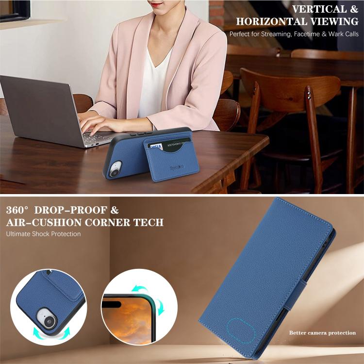 For iPhone 17e / 16e Retro Litchi Texture Vegan Leather Magnetic Wallet Phone Case with Wrist Strap