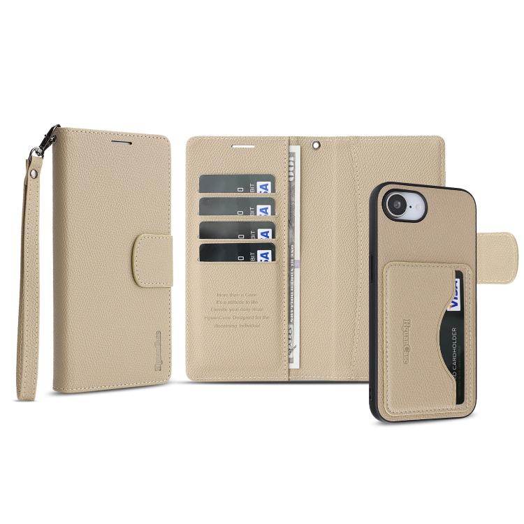 For iPhone 17e / 16e Retro Litchi Texture Vegan Leather Magnetic Wallet Phone Case with Wrist Strap