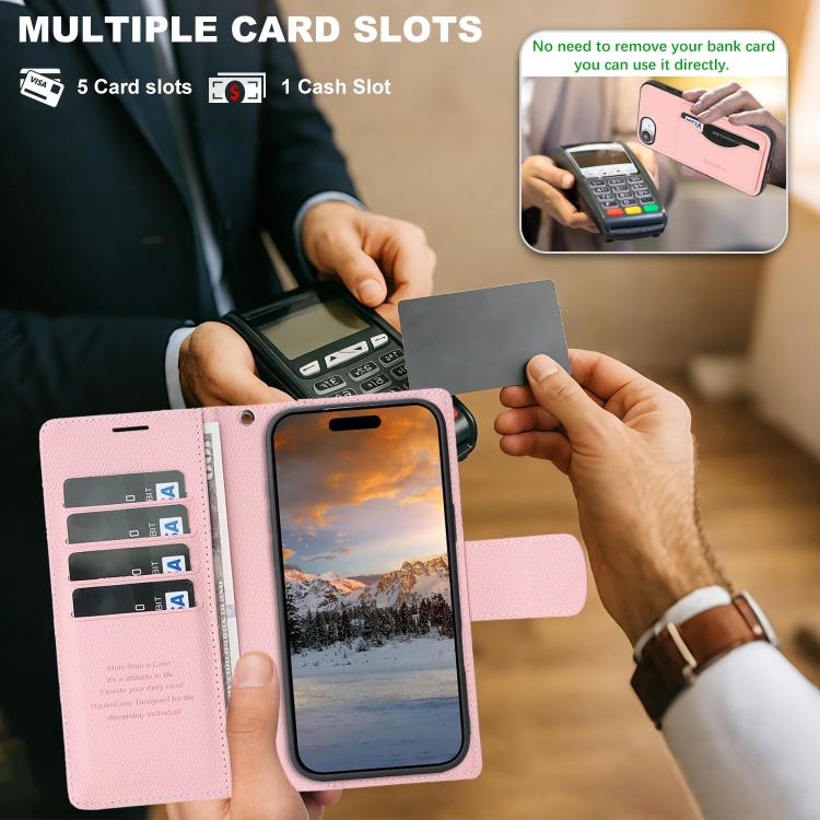 For iPhone 17e / 16e Retro Litchi Texture Vegan Leather Magnetic Wallet Phone Case with Wrist Strap