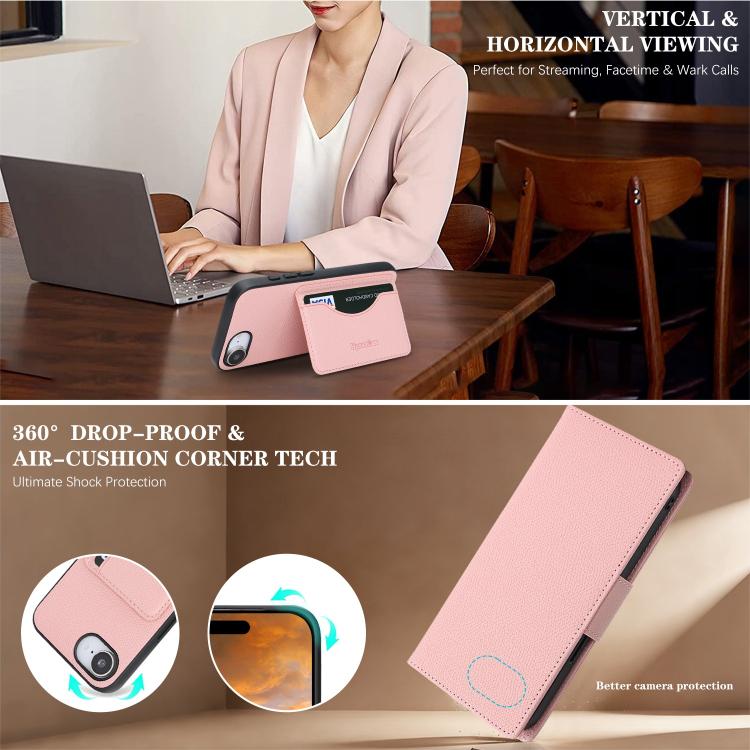 For iPhone 17e / 16e Retro Litchi Texture Vegan Leather Magnetic Wallet Phone Case with Wrist Strap