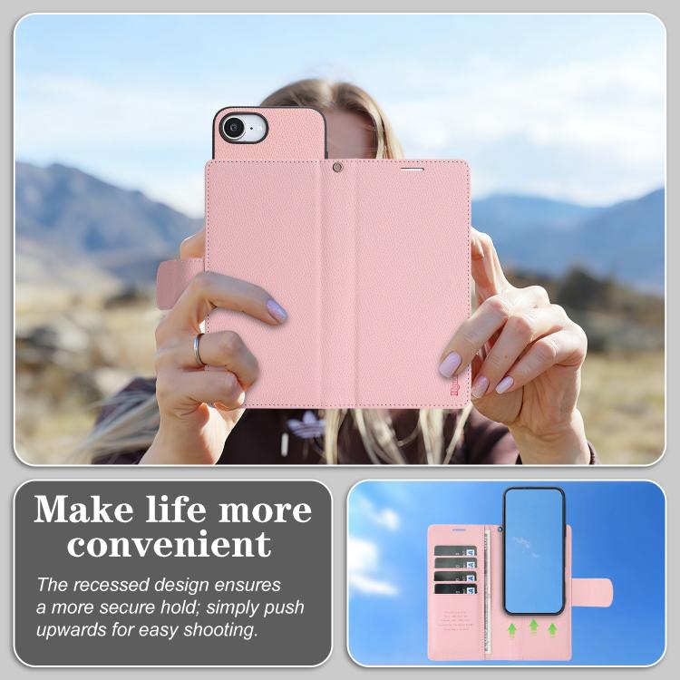 For iPhone 17e / 16e Retro Litchi Texture Vegan Leather Magnetic Wallet Phone Case with Wrist Strap