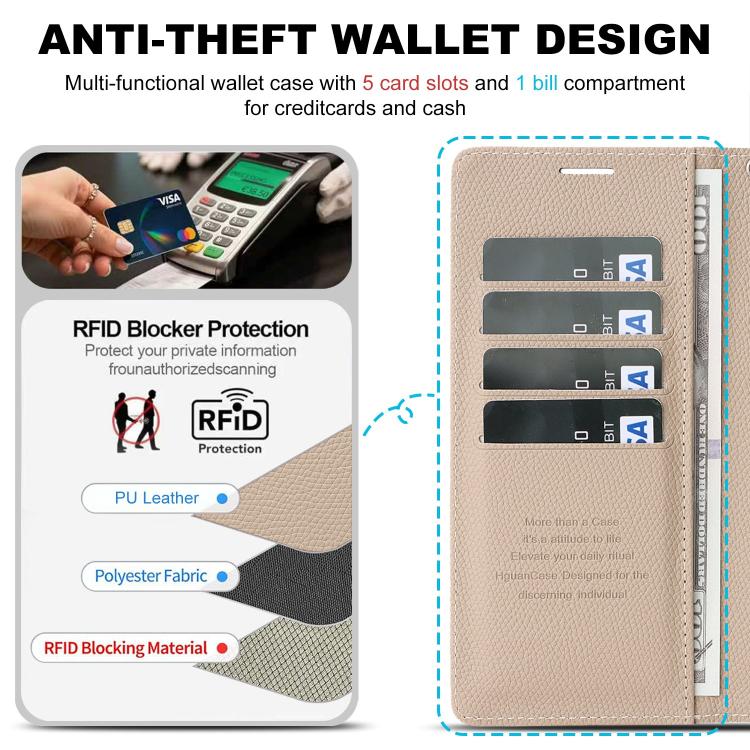 For iPhone 17 Pro Retro Litchi Texture Vegan Leather Magnetic Wallet Phone Case with Wrist Strap