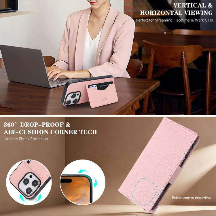 For iPhone 16 Pro Retro Litchi Texture Vegan Leather Magnetic Wallet Phone Case with Wrist Strap