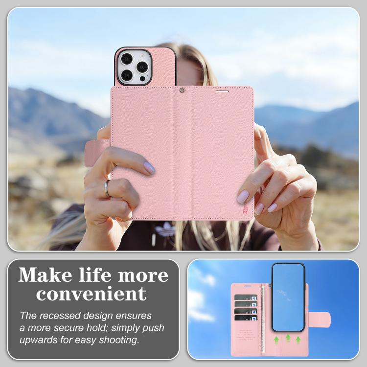 For iPhone 16 Pro Retro Litchi Texture Vegan Leather Magnetic Wallet Phone Case with Wrist Strap