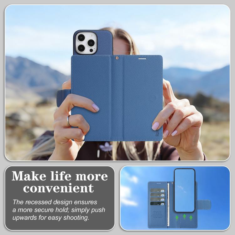 For iPhone 15 Pro Retro Litchi Texture Vegan Leather Magnetic Wallet Phone Case with Wrist Strap