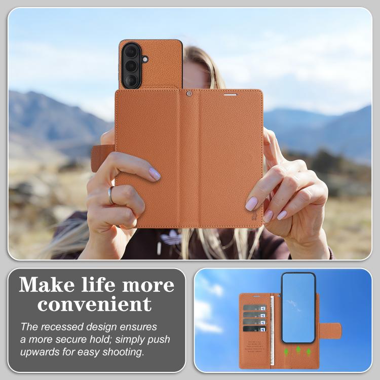 For Galaxy S26 5G Retro Litchi Texture Vegan Leather Magnetic Wallet Phone Case with Wrist Strap