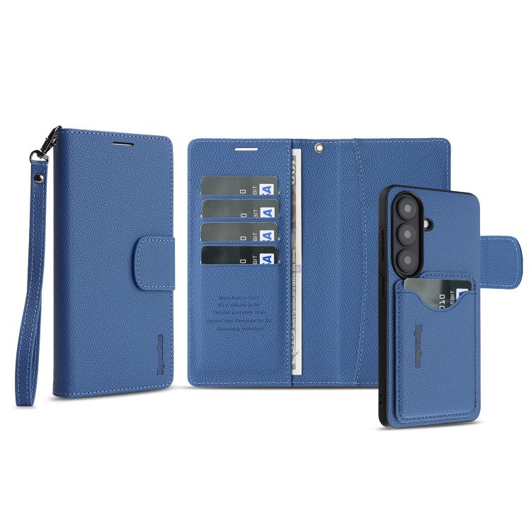 For Galaxy S26 5G Retro Litchi Texture Vegan Leather Magnetic Wallet Phone Case with Wrist Strap