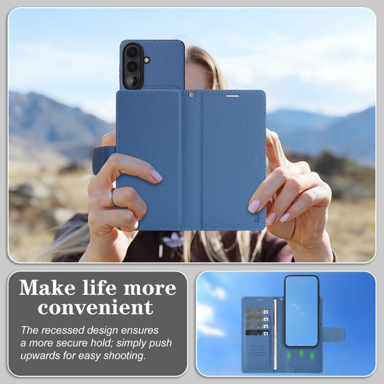 For Galaxy S26+ 5G Retro Litchi Texture Vegan Leather Magnetic Wallet Phone Case with Wrist Strap