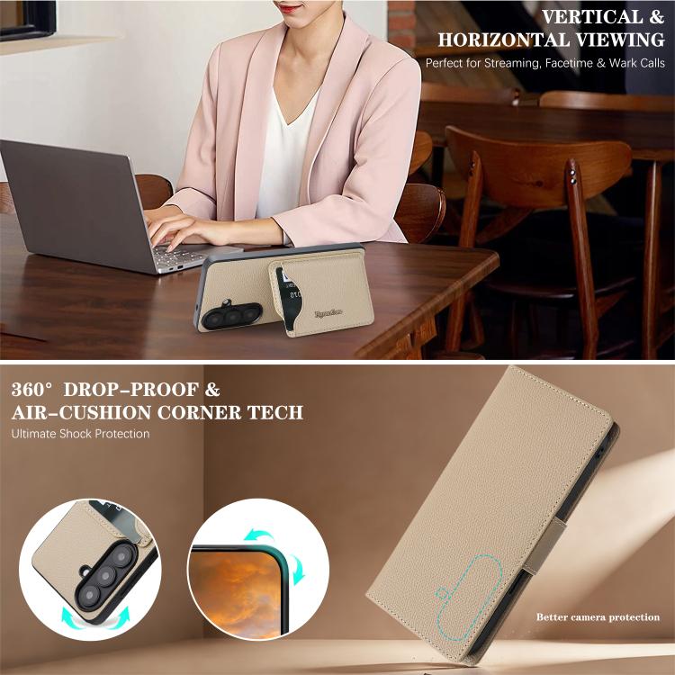 For Galaxy S26+ 5G Retro Litchi Texture Vegan Leather Magnetic Wallet Phone Case with Wrist Strap