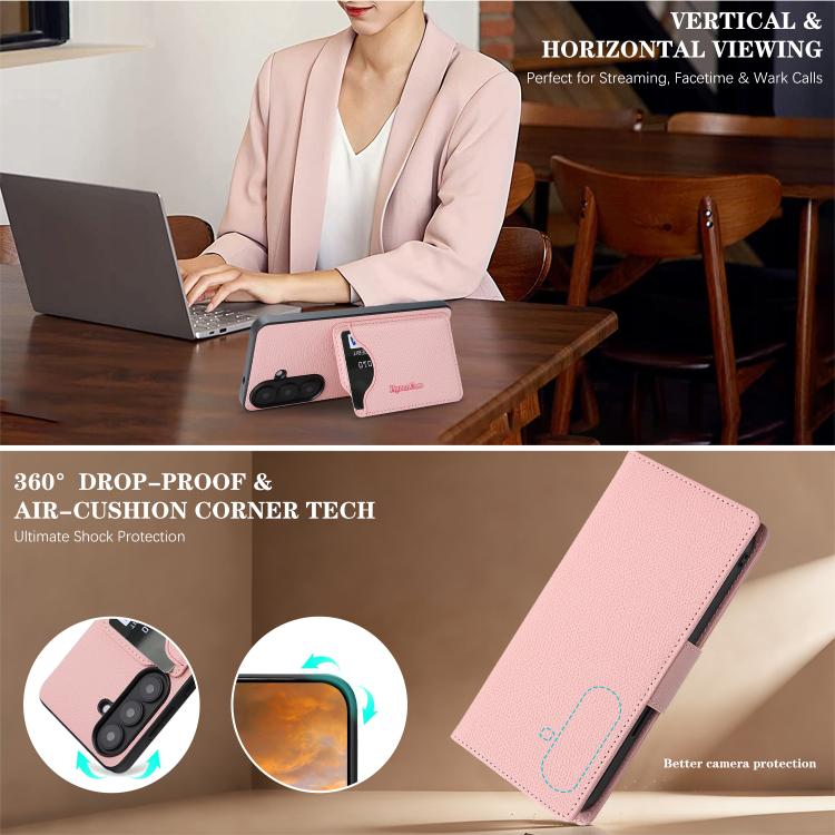 For Galaxy S26+ 5G Retro Litchi Texture Vegan Leather Magnetic Wallet Phone Case with Wrist Strap