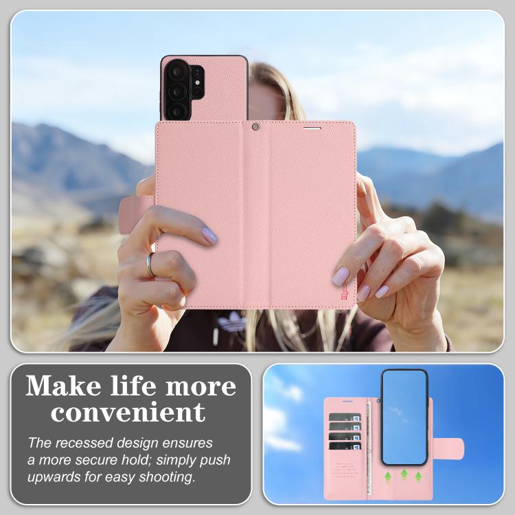 For Galaxy S26 Ultra 5G Retro Litchi Texture Vegan Leather Magnetic Wallet Phone Case with Wrist Strap