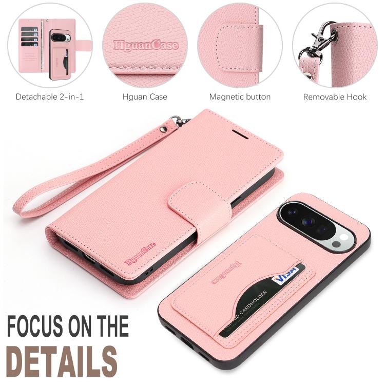 For Google Pixel 10 / 10 Pro Retro Litchi Texture Vegan Leather Magnetic Wallet Phone Case with Wrist Strap