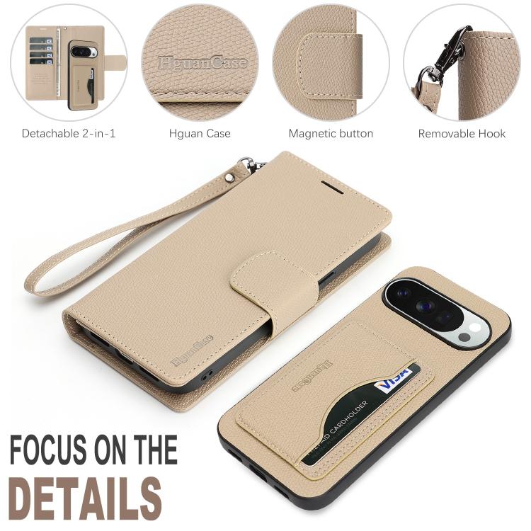 For Google Pixel 10 Pro XL Retro Litchi Texture Vegan Leather Magnetic Wallet Phone Case with Wrist Strap