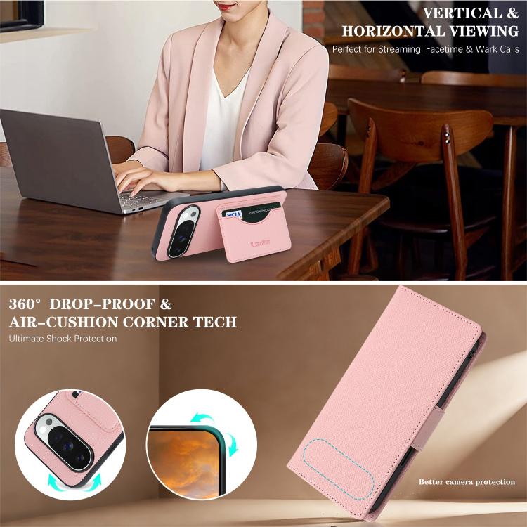 For Google Pixel 9 Pro XL Retro Litchi Texture Vegan Leather Magnetic Wallet Phone Case with Wrist Strap