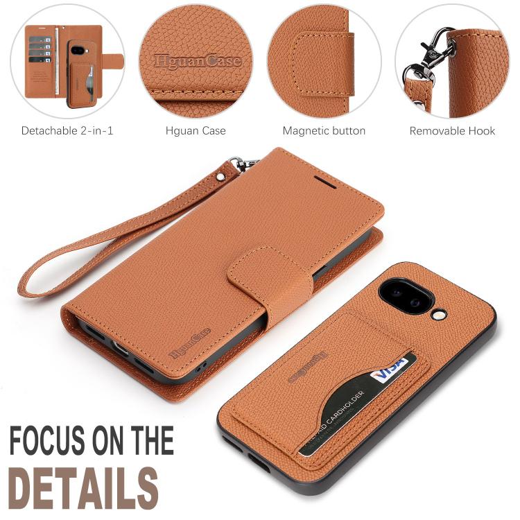 For Google Pixel 9a Retro Litchi Texture Vegan Leather Magnetic Wallet Phone Case with Wrist Strap