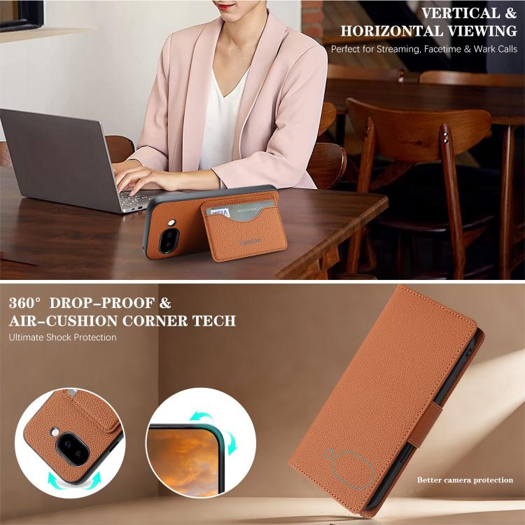 For Google Pixel 9a Retro Litchi Texture Vegan Leather Magnetic Wallet Phone Case with Wrist Strap
