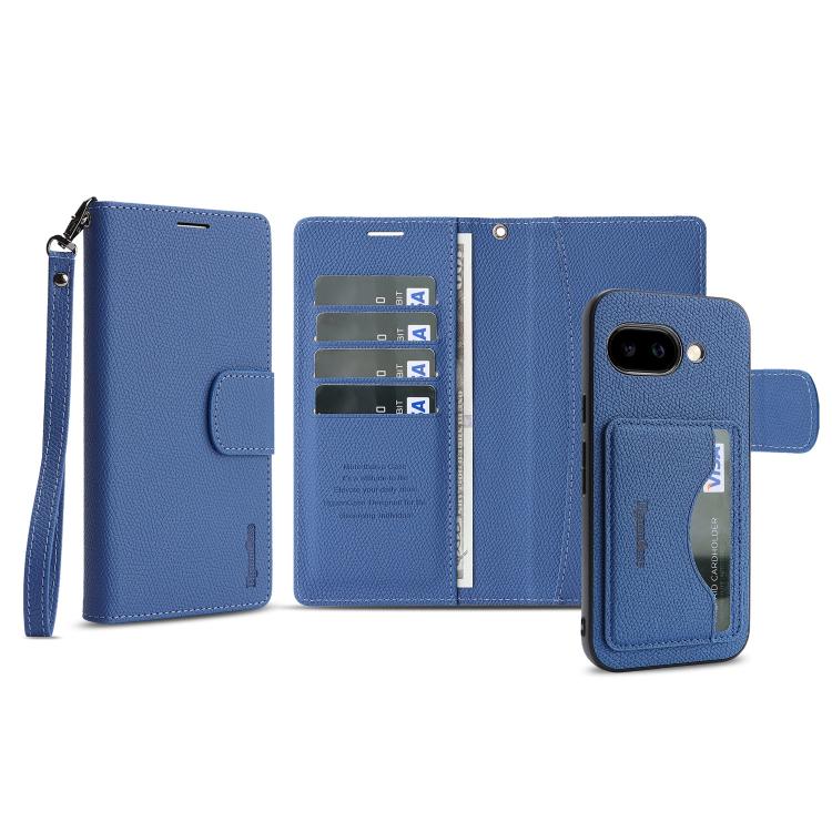 For Google Pixel 9a Retro Litchi Texture Vegan Leather Magnetic Wallet Phone Case with Wrist Strap